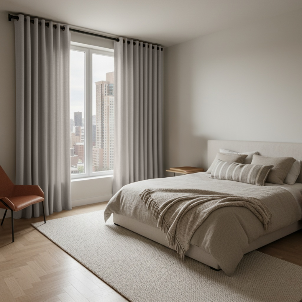 Stone Grey Linen Eyelet Curtains - Cotton Lining