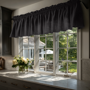 Charcoal Linen Kitchen Valance - Cotton Lining