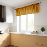 Mustard Yellow Linen Kitchen Valance - Cotton Lining