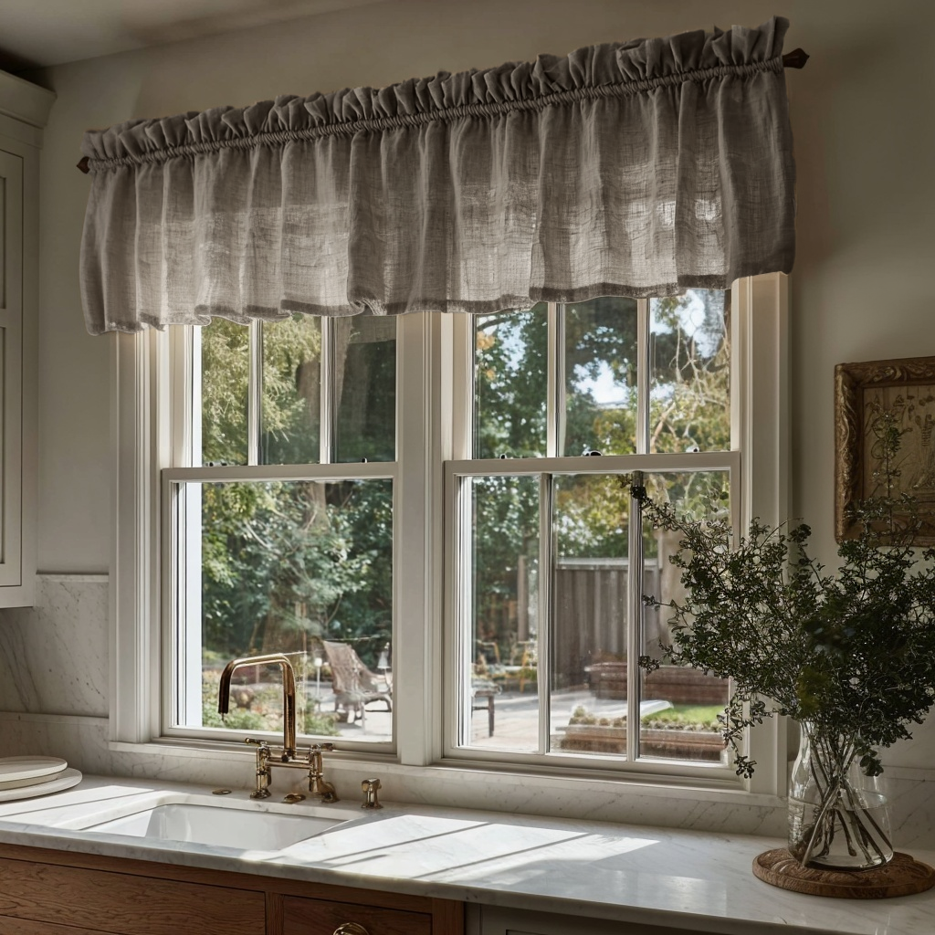 Natural Linen Kitchen Valance