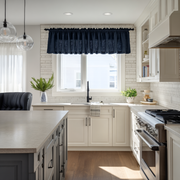 Royal Blue Linen Kitchen Valance - Cotton Lining