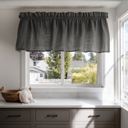 Dim Grey Linen Kitchen Valance - Cotton Lining