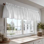 White Linen Kitchen Valance - Cotton Lining