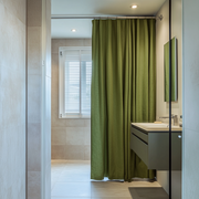 Moss Green Linen Shower Curtain