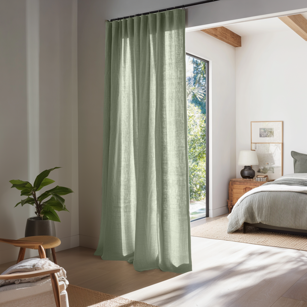 Asparagus Linen Doorway Curtain with Multitape