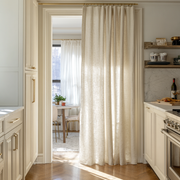 Cream Linen Doorway Curtains with Multitape