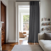 Dim Grey Linen Doorway Curtain with Multitape