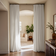 Off-White Linen Doorway Curtains with Multitape