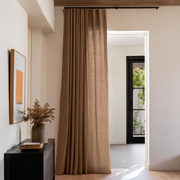 Tawny Brown Linen Doorway Curtain with Multitape