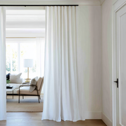 White Linen Doorway Curtains with Multitape