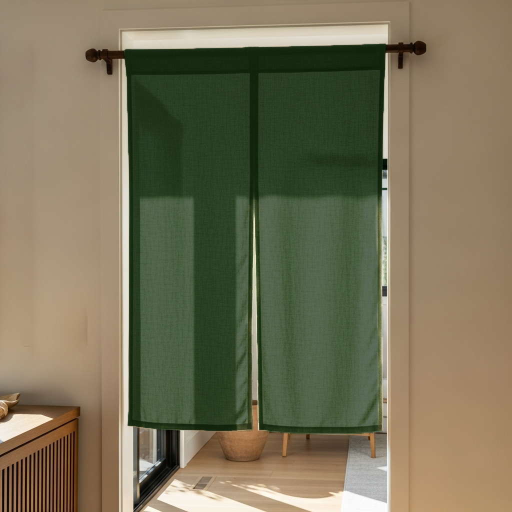 Forest Green Linen Noren Curtain