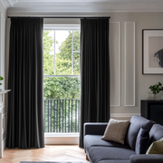 Black Linen Pencil Pleat Blackout Curtains