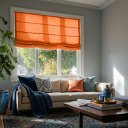 Burnt Orange Linen Relaxed Roman Blinds - Cotton Lining