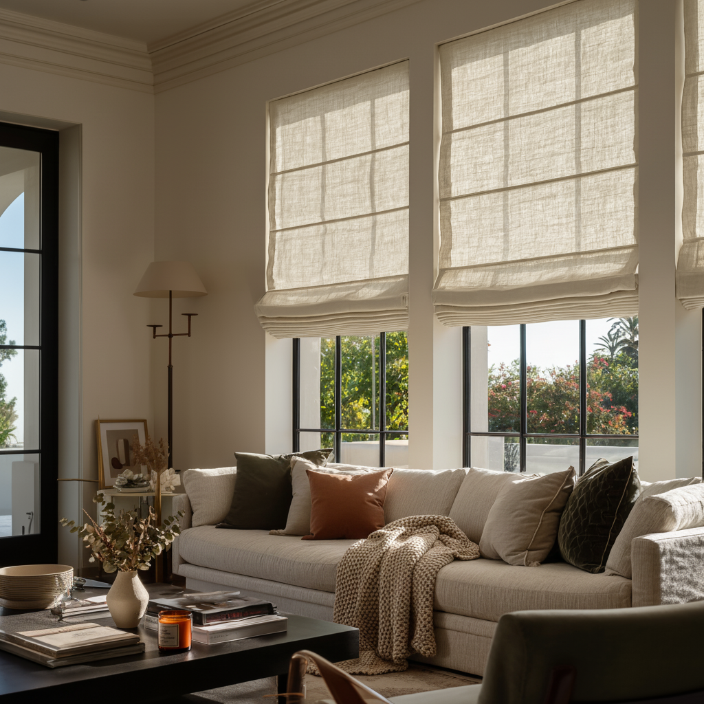 Cream Linen Roman Blinds