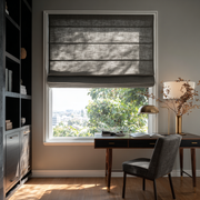 Dim Grey Linen Roman Blinds - Cotton Lining