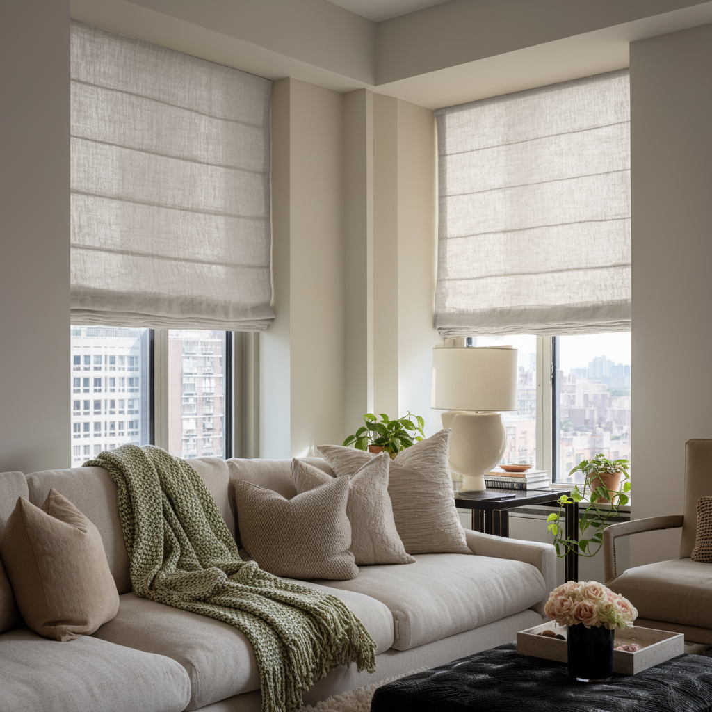 Natural Linen Roman Blinds
