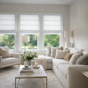 White Linen Roman Blinds