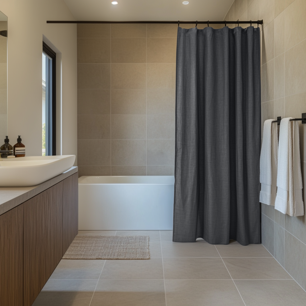 Dim Grey Linen Shower Curtain
