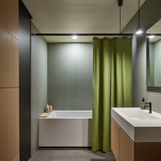 Moss Green Linen Shower Curtain