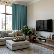 Aquamarine Linen Soundproof Curtains with Multitape