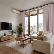 Dusty Pink Linen Soundproof Curtains with Multitape