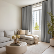 Stone Grey Linen Soundproof Curtains with Multitape