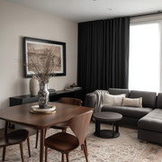 Black Linen Soundproof Curtains with Multitape