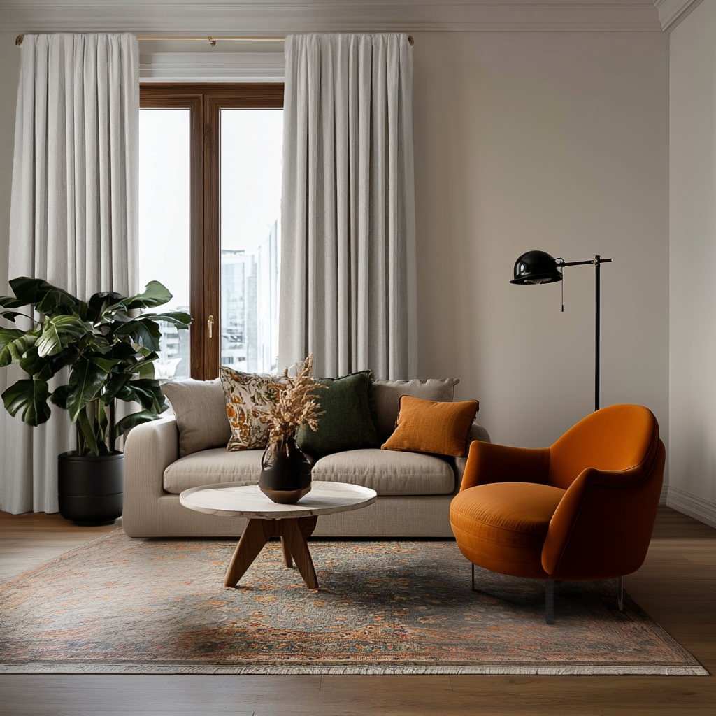 Off-White Linen Soundproof Curtains with Multitape