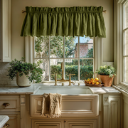 Moss Green Linen Valance - Blackout Lining