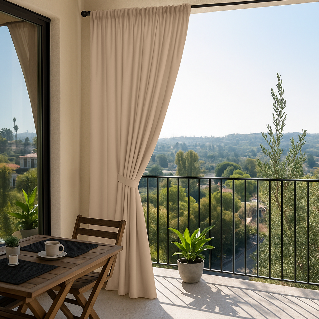 Waterproof and Windproof Outdoor Balcony Curtains - Linen - Rod Pocket