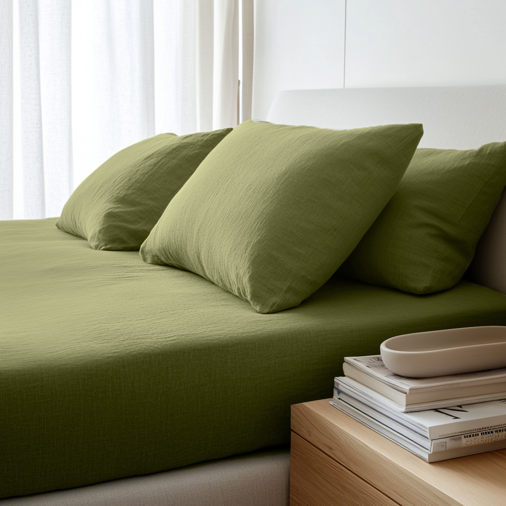 Moss Green Linen Extra & Ultra Deep Fitted Sheet