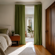 Moss Green Linen Doorway Curtains with Multitape