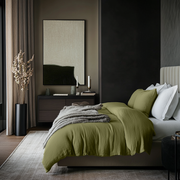 Moss Green Linen Duvet Cover