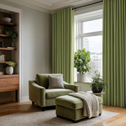 Moss Green Velvet Blackout Eyelet Curtain