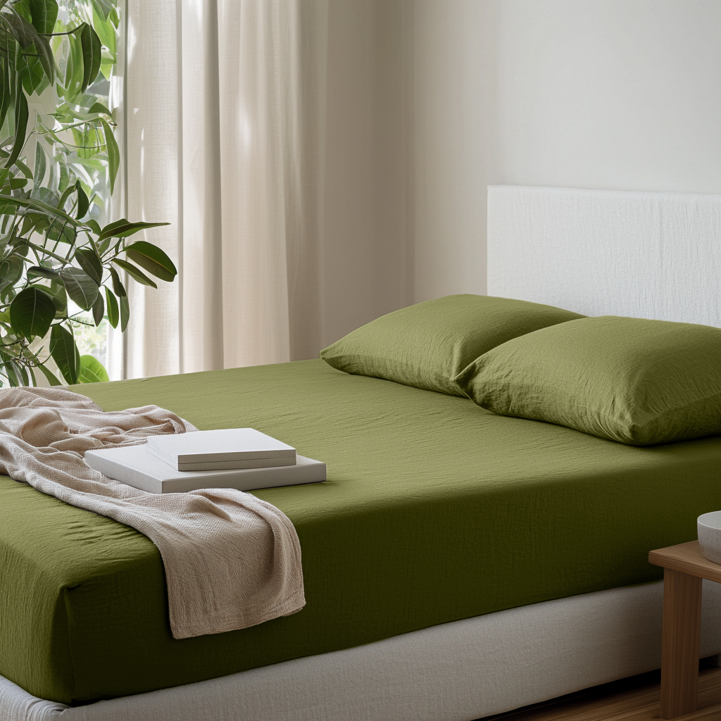 Moss Green Linen Extra & Ultra Deep Fitted Sheet