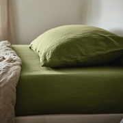Moss Green Linen Extra & Ultra Deep Fitted Sheet
