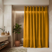 Mustard Yellow Hookless Linen Shower Curtain