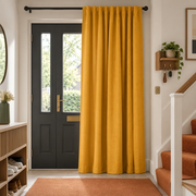 Thermal Door Curtain in a Hallway with Off-White Walls and a Dark Grey Front Door