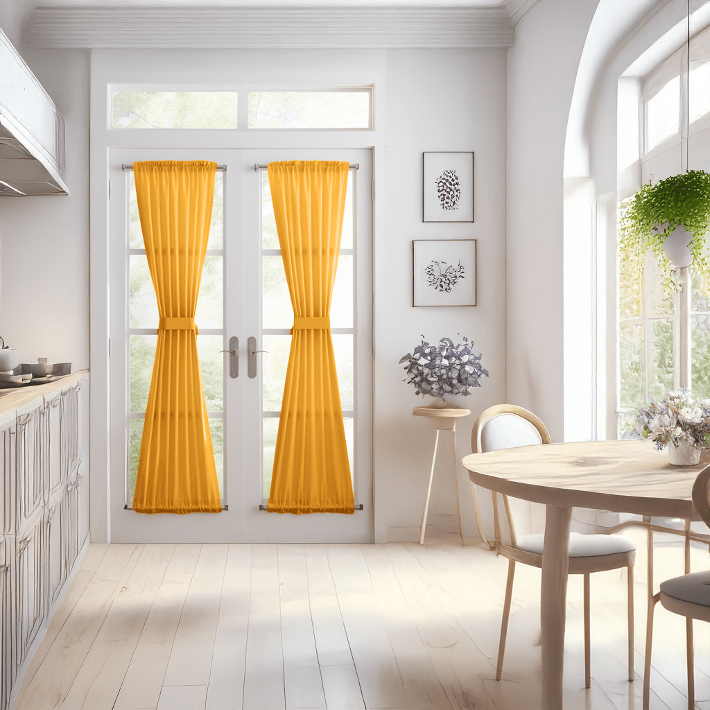 Mustard Yellow Linen French Door Curtains