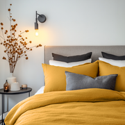 Mustard Yellow Linen Duvet Cover