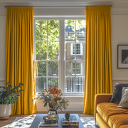 Mustard Yellow Linen Pencil Pleat Curtains - Cotton Lining