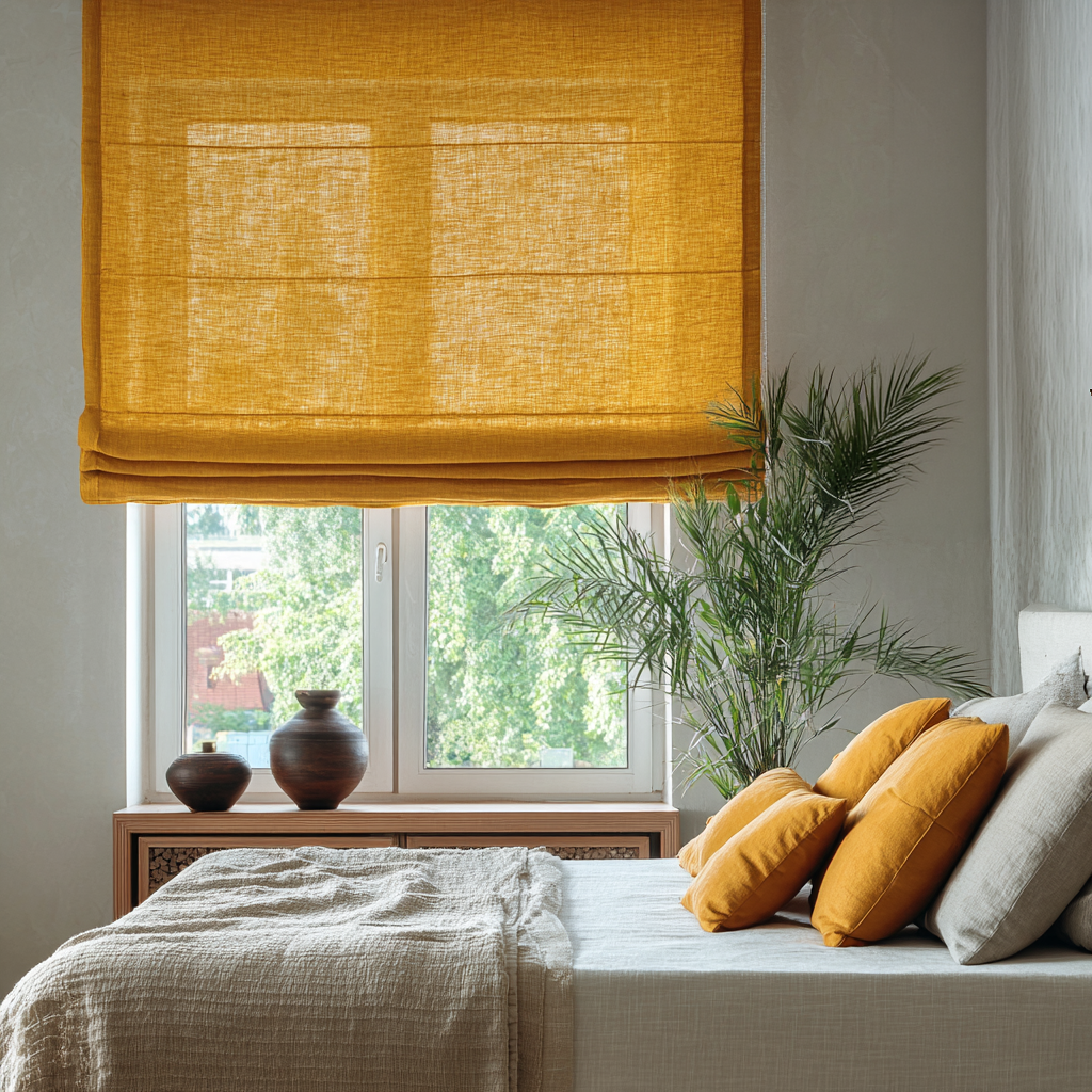 Mustard Yellow Linen Relaxed Roman Blind