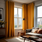 Mustard Yellow Linen Thermal Eyelet Curtains