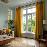 Mustard Yellow Linen Thermal Pinch Pleat Curtains