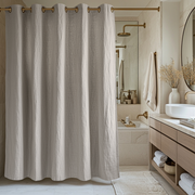 Natural Hookless Linen Shower Curtain