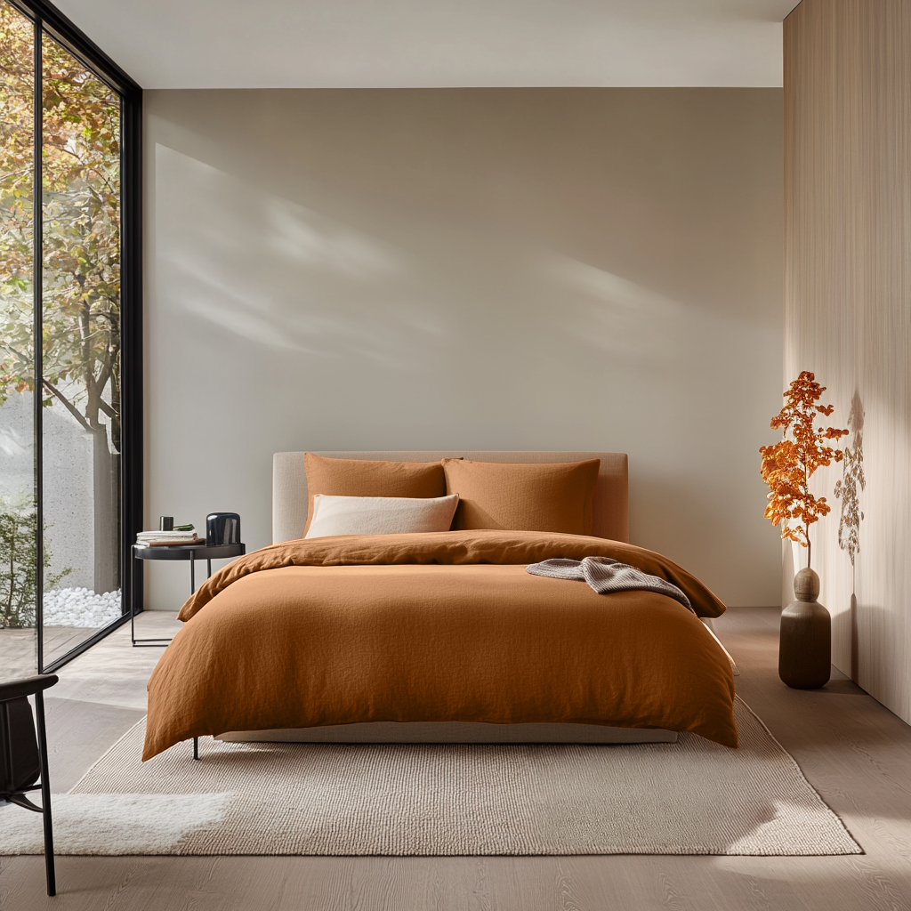 Terracotta Heavy Weight Linen Duvet Cover