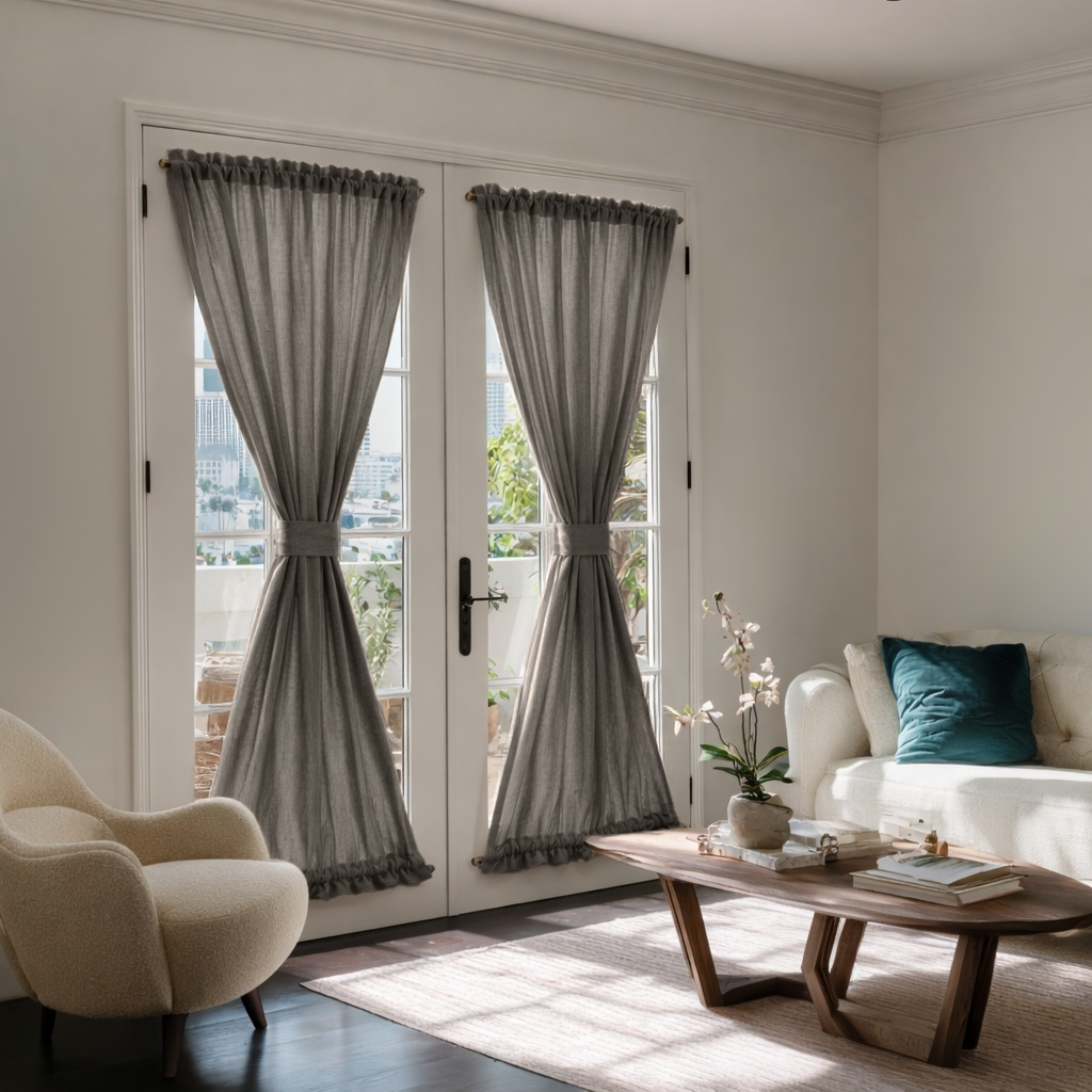 Natural Heavy Weight Linen French Door Curtains