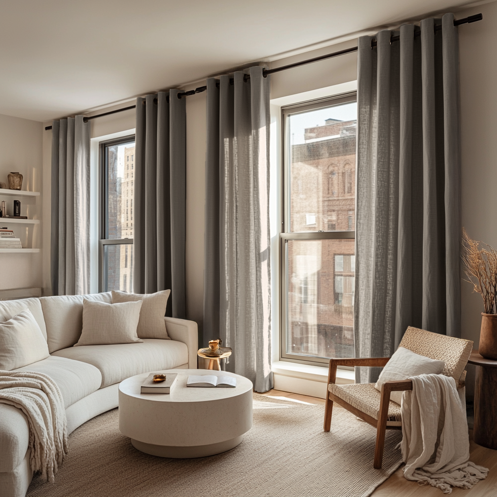 Natural Heavy Weight Linen Eyelet Curtain