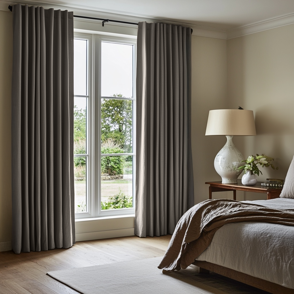 Natural Heavy Weight Linen Thermal Curtains with Multitape