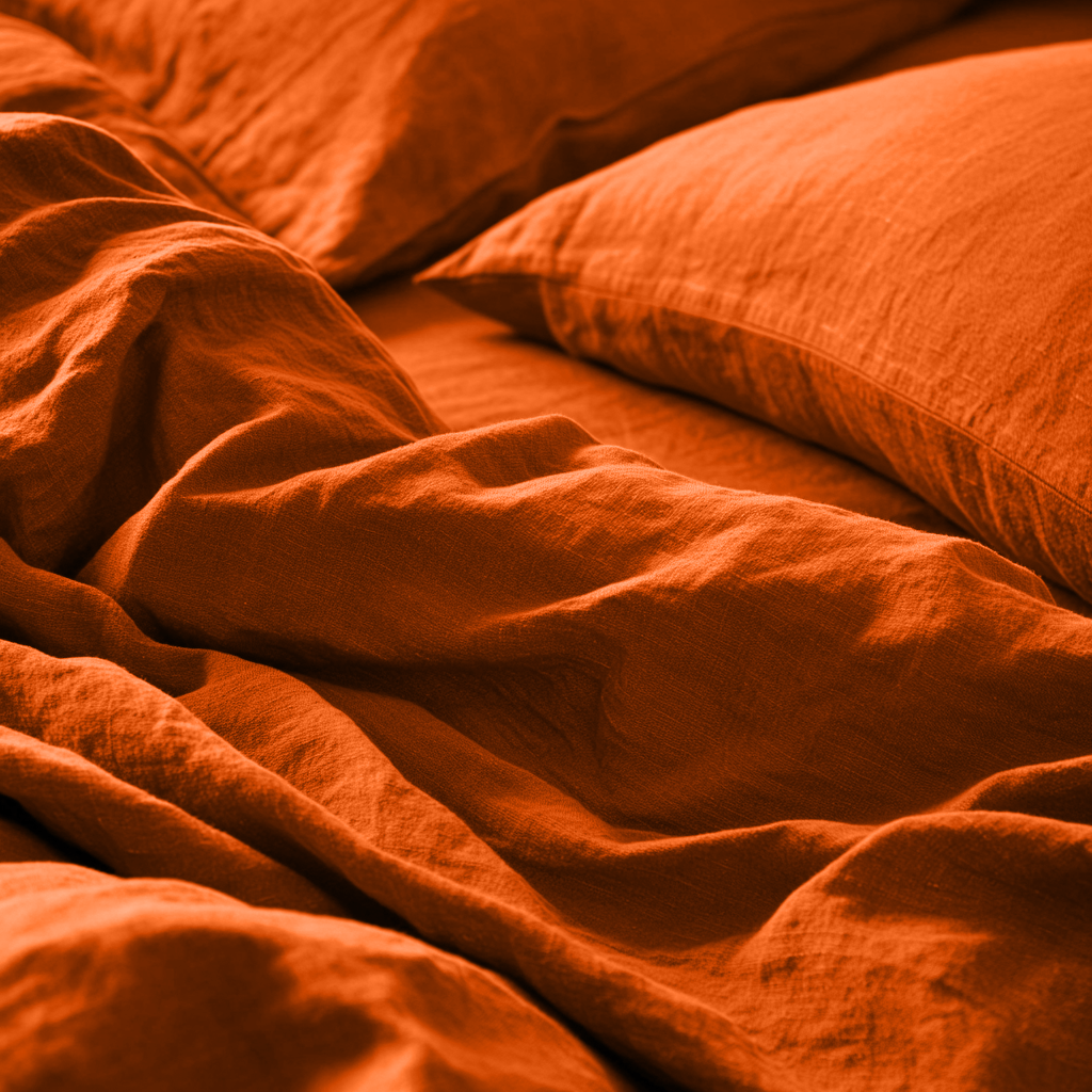 Burnt Orange Linen Duvet Cover